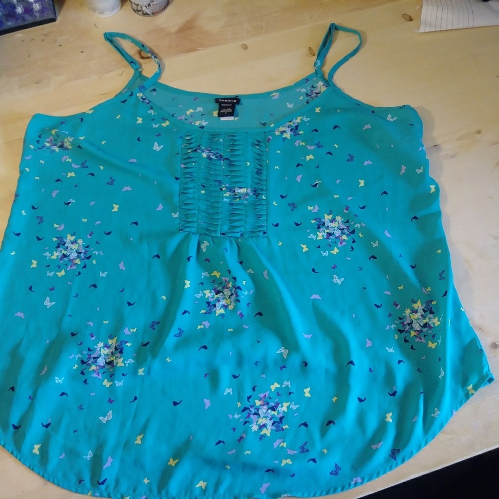 Aqua butterfly tank top